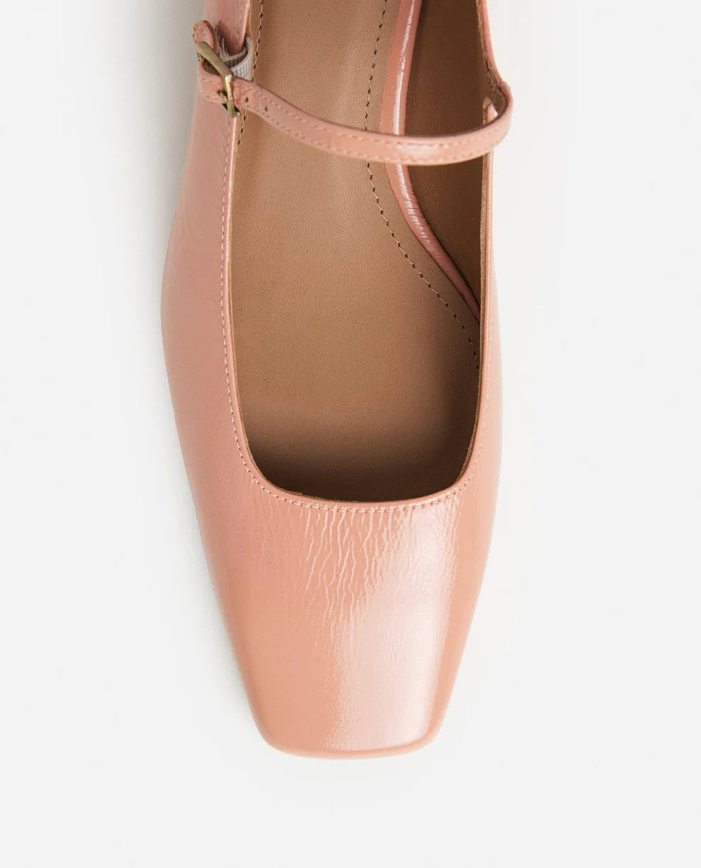 Flattered, Evan Heel Wrinkled Patent Blush Pink