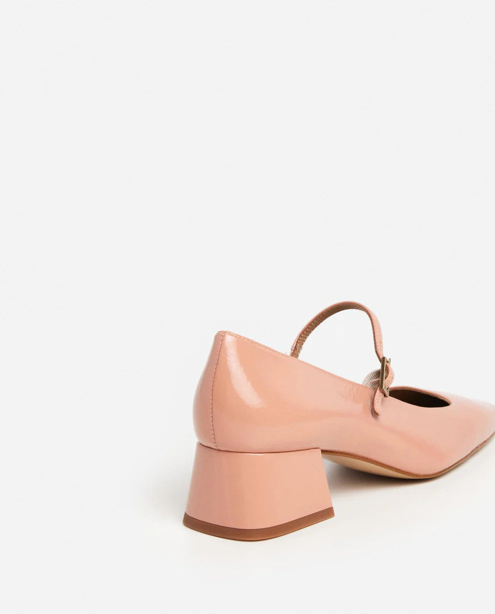 Flattered, Evan Heel Wrinkled Patent Blush Pink