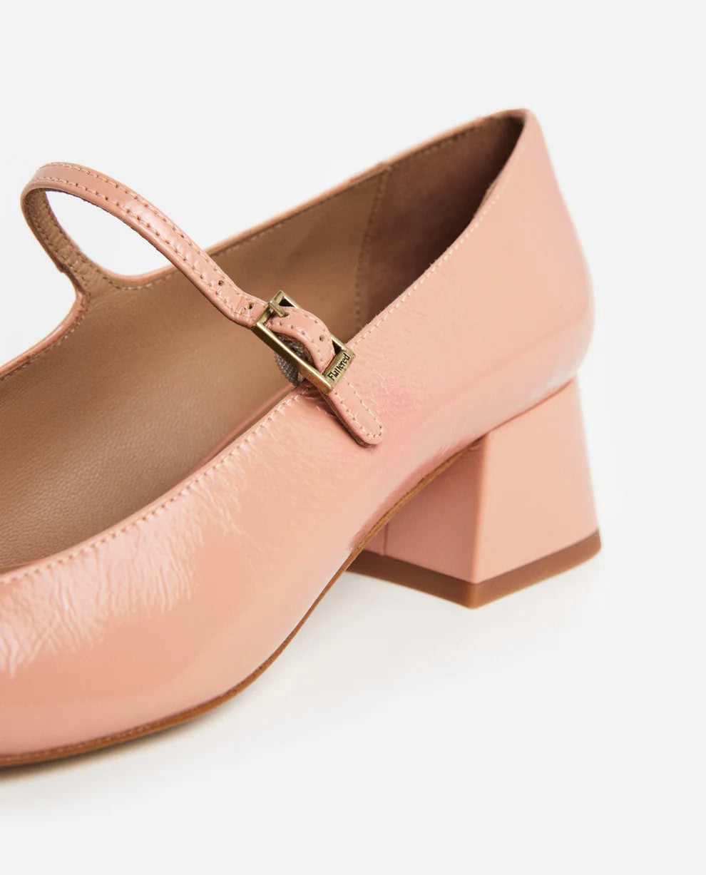 Flattered, Evan Heel Wrinkled Patent Blush Pink