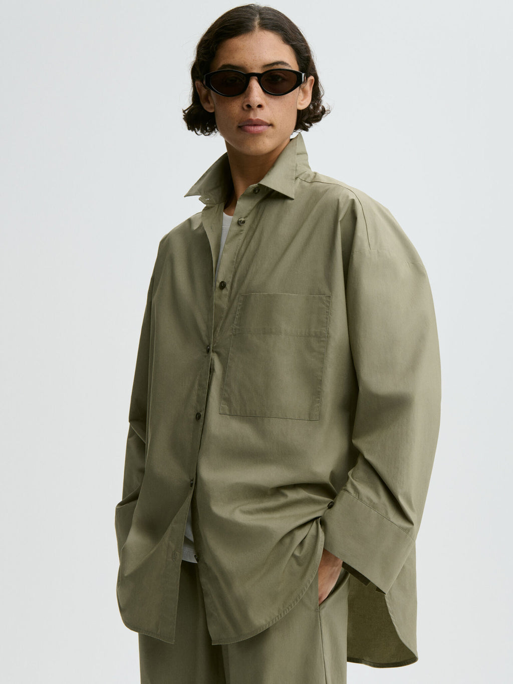 By Malene Birger, Derris Organic Cotton Shirt  Deep Lichen Green