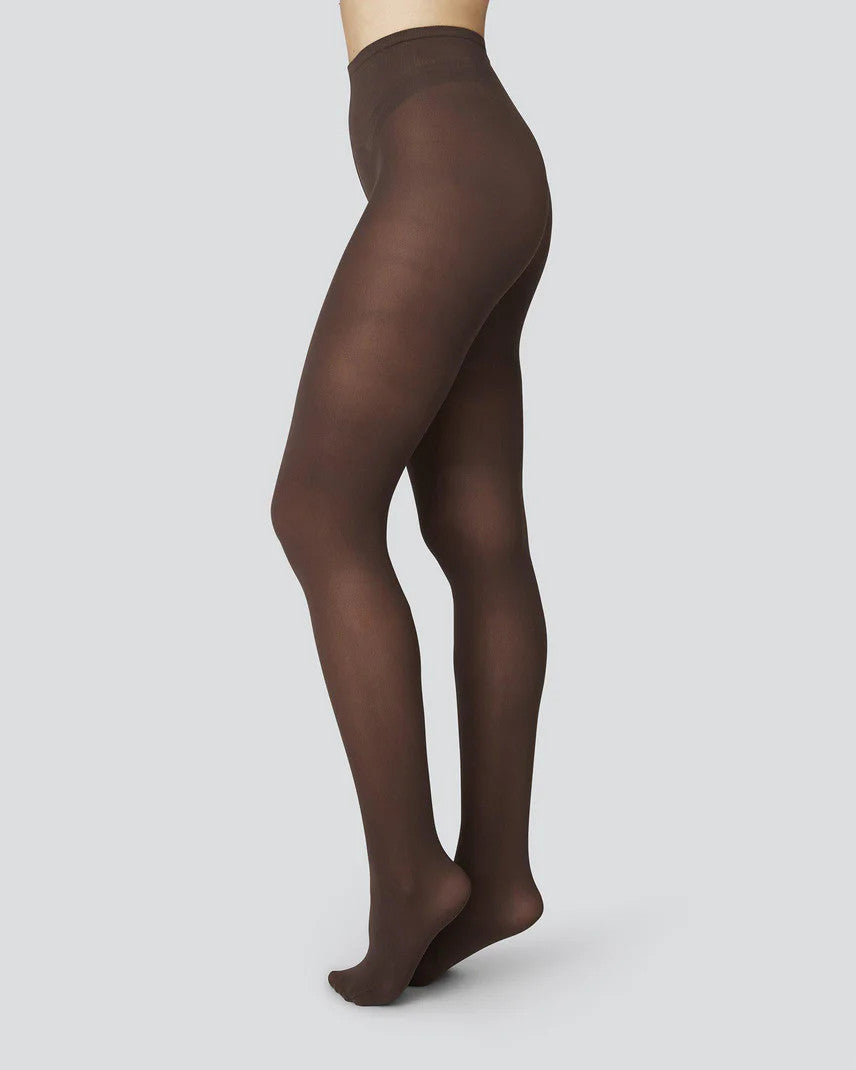 Swedish Stockings, Olivia Premium Tights Dark Brown