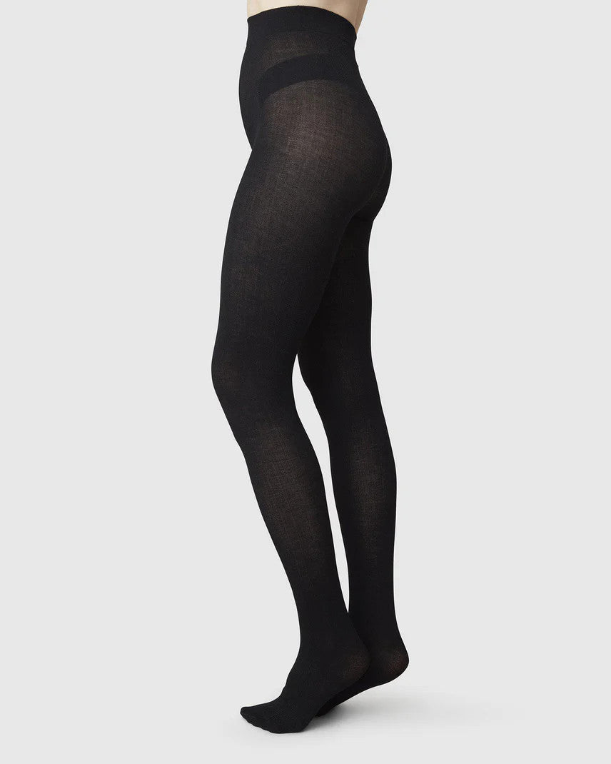 Swedish Stockings, Ylva Wool Fishbone Tighs Black