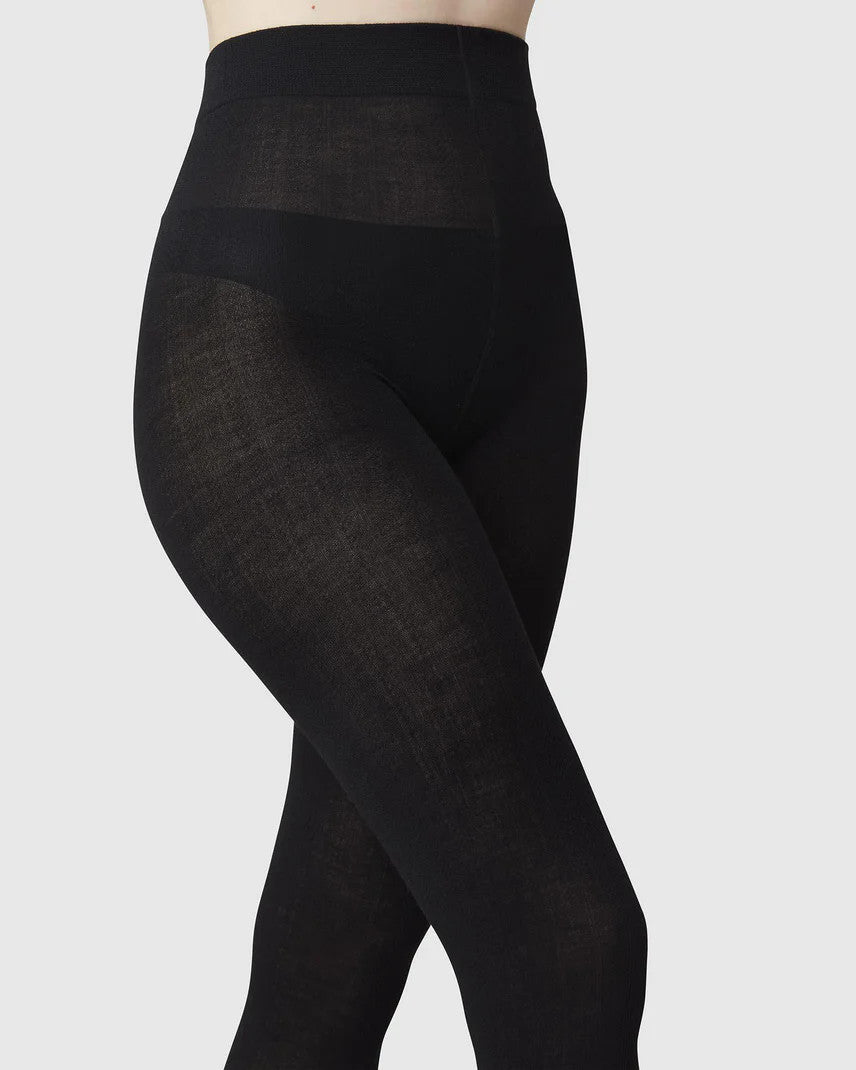 Swedish Stockings, Ylva Wool Fishbone Tighs Black