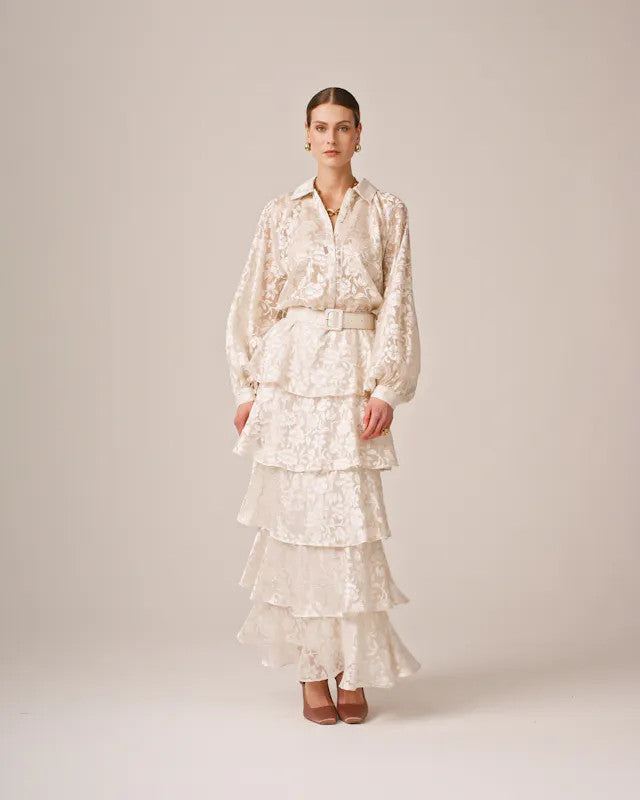 ByTiMo, Devoré Maxi Skirt Vintage White