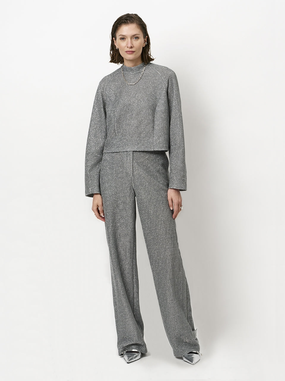 Metallic straight pants