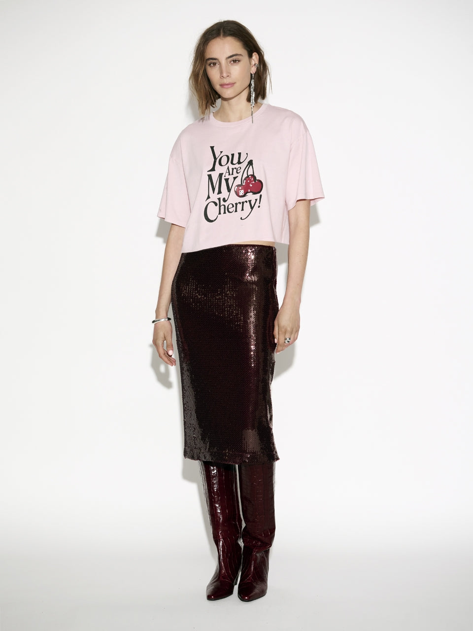 Sequins midi skirt