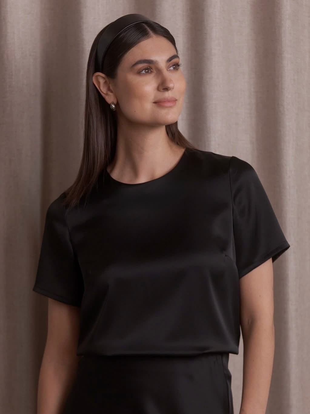 Original Story, Tessa Satin Shirt Black