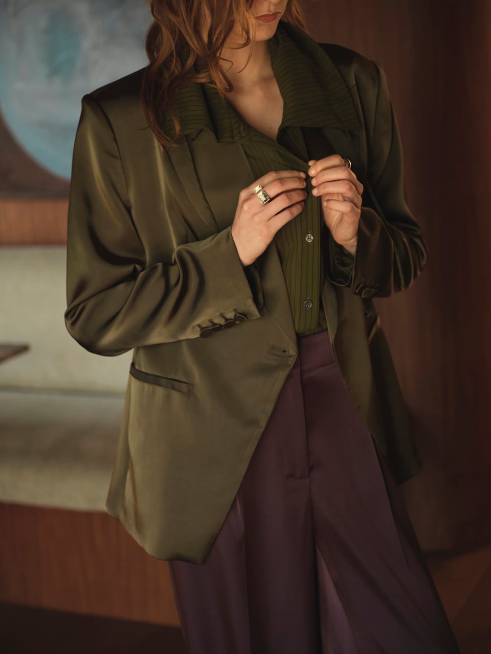 Tailored satin blazer