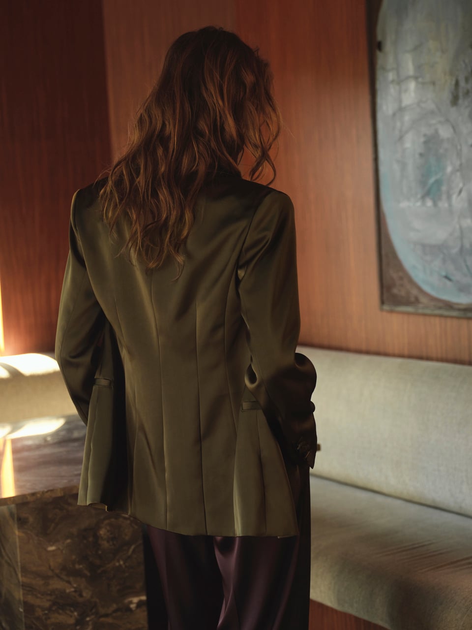 Tailored satin blazer