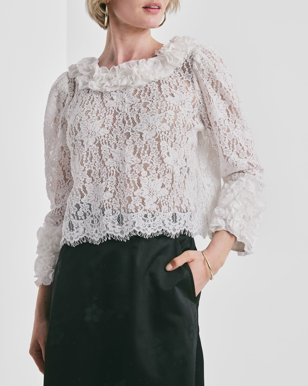 Striped Organza Frill Top