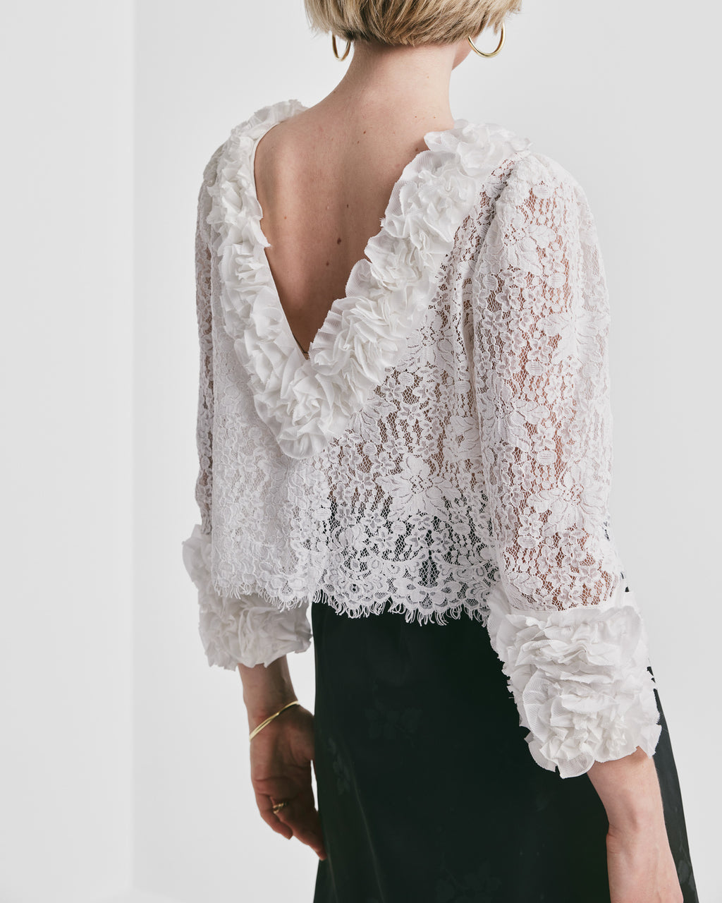 Striped Organza Frill Top