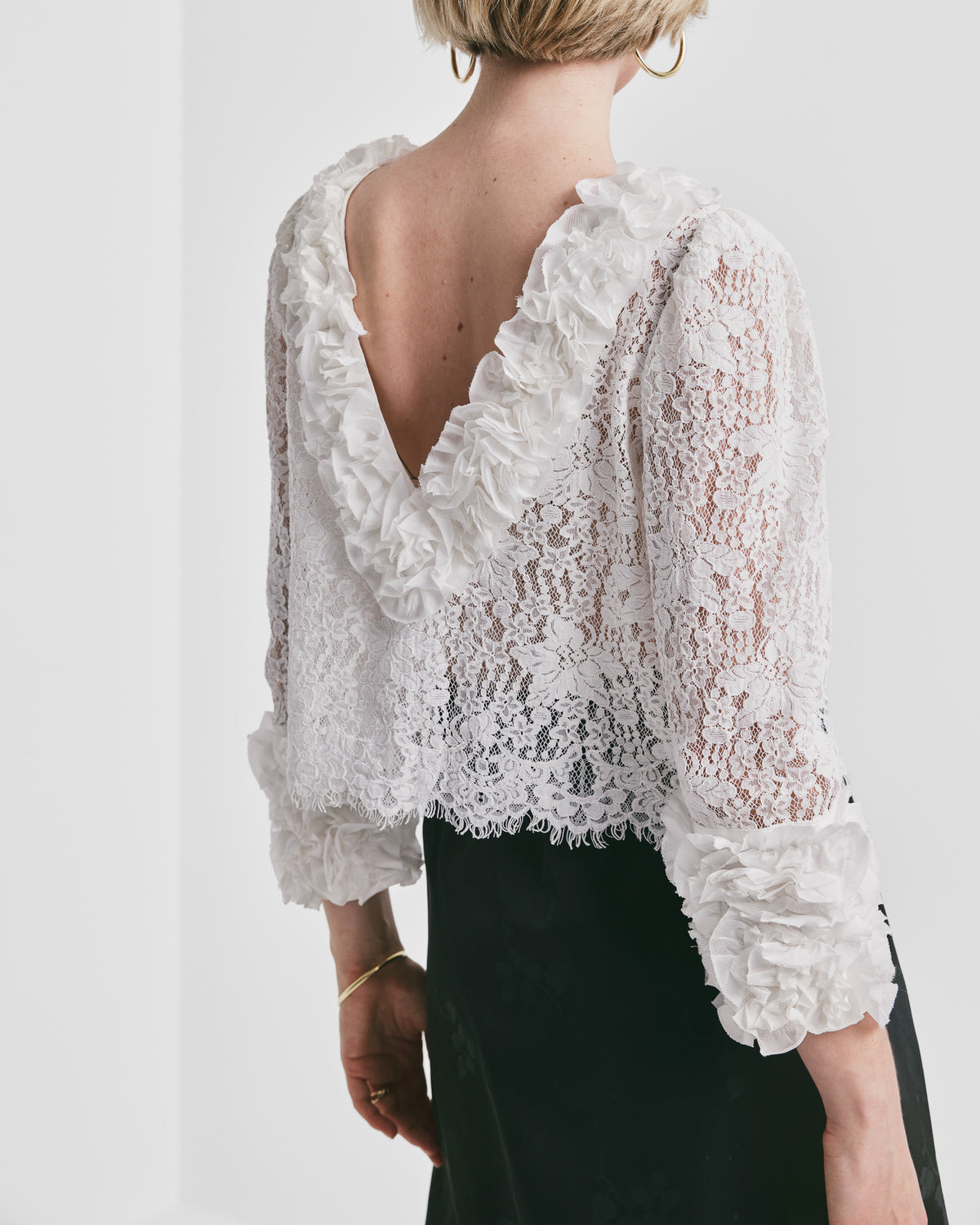 Striped Organza Frill Top