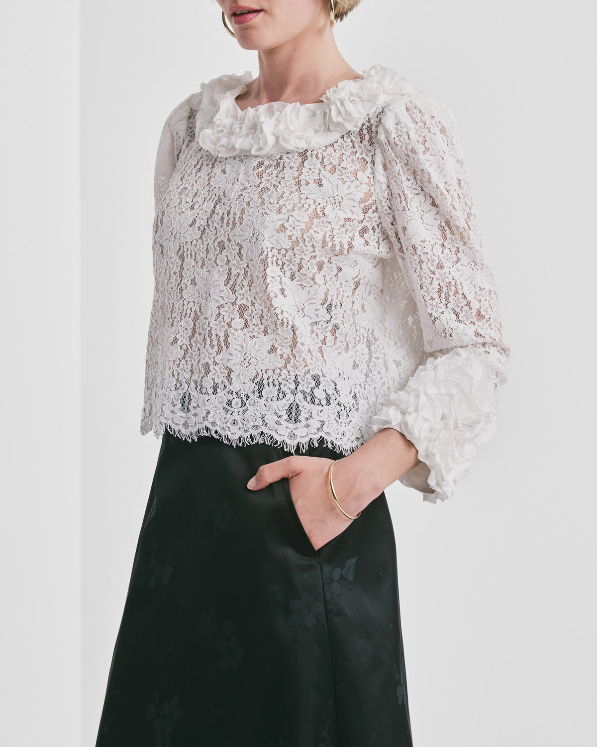 Striped Organza Frill Top