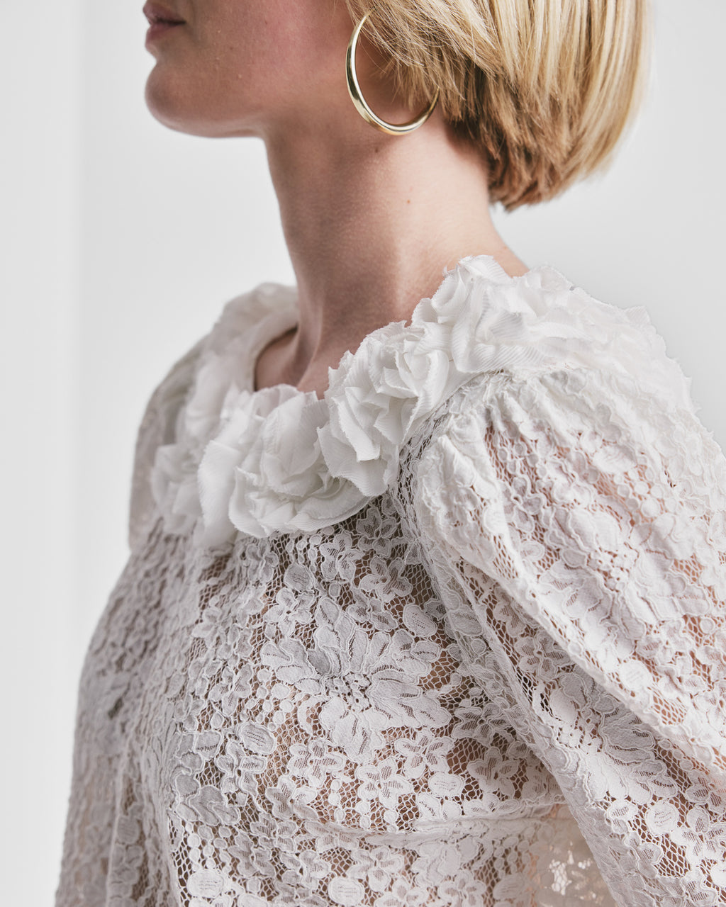Striped Organza Frill Top