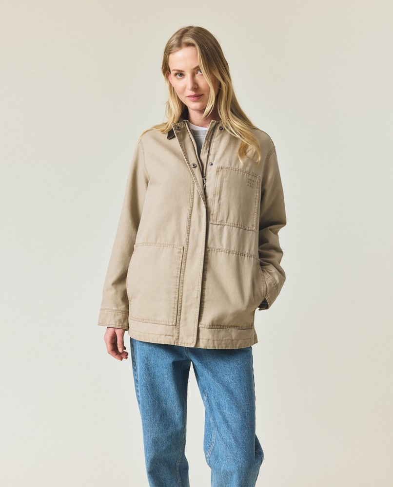 Cotton canvas chore jacket, light brown