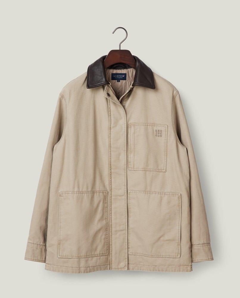 Cotton canvas chore jacket, light brown
