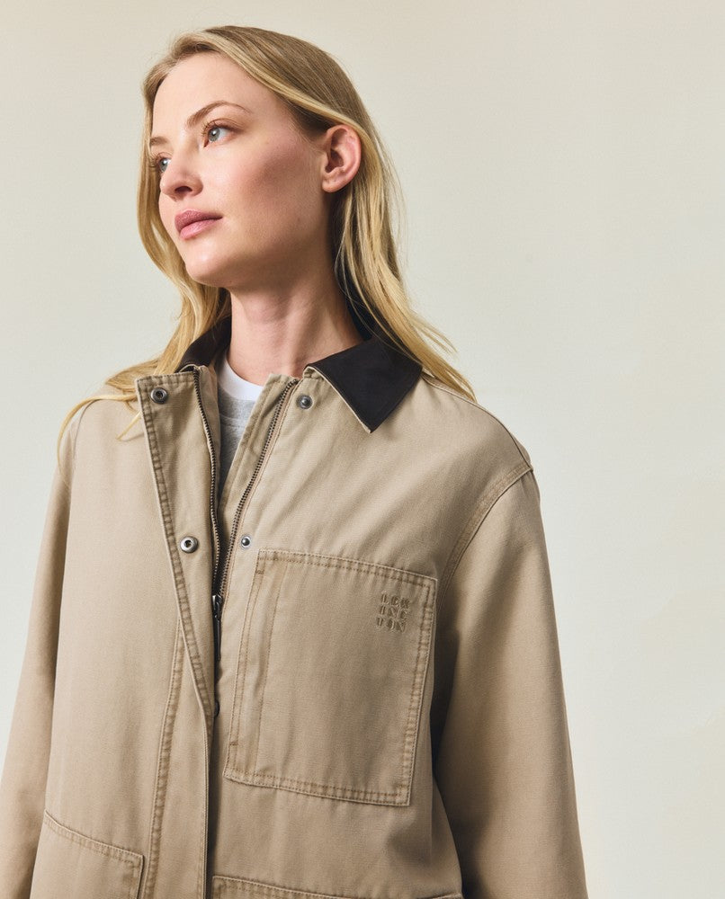 Cotton canvas chore jacket, light brown