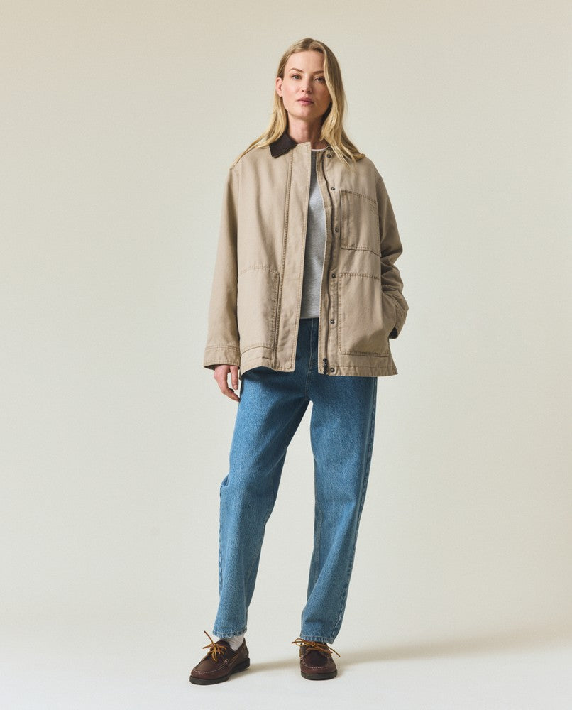 Cotton canvas chore jacket, light brown