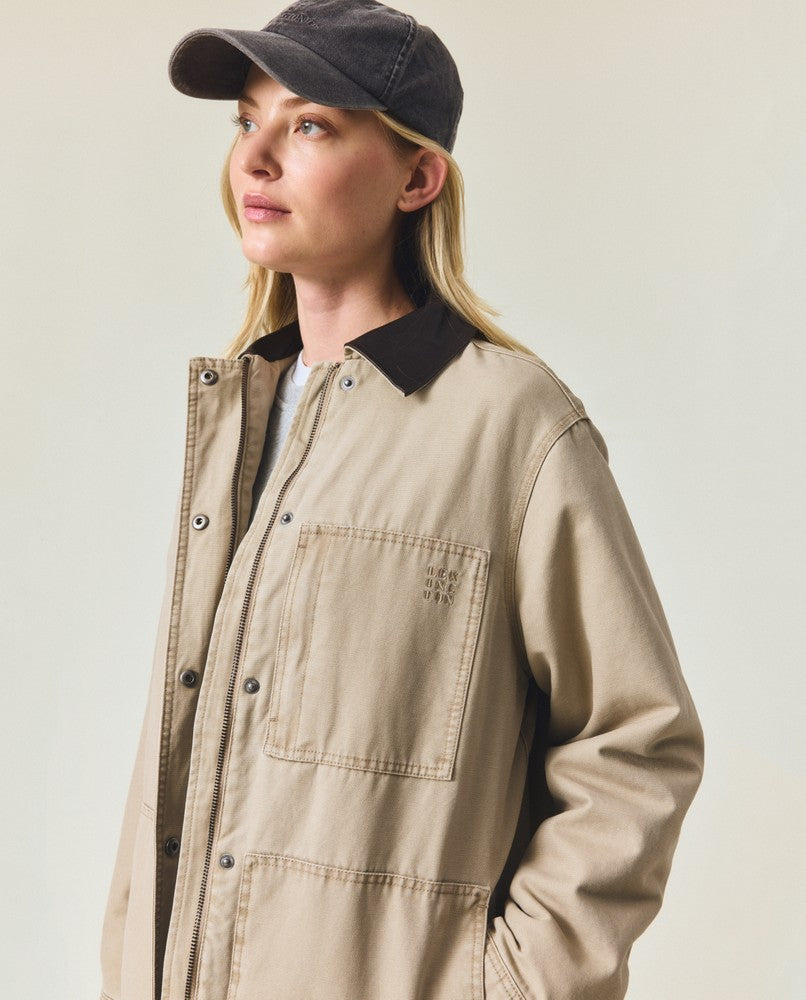 Cotton canvas chore jacket, light brown