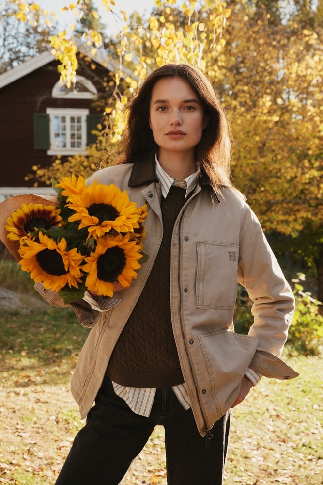 Cotton canvas chore jacket, light brown