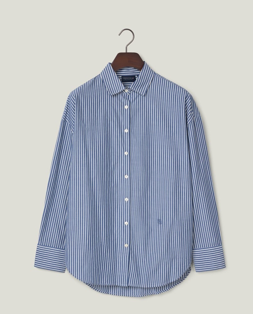 Casual lyocell blend striped shirt, blue/white
