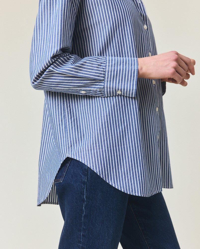 Casual lyocell blend striped shirt, blue/white