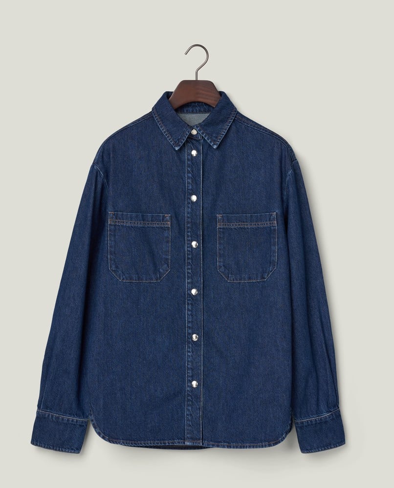 Oversized denim shirt, dark blue