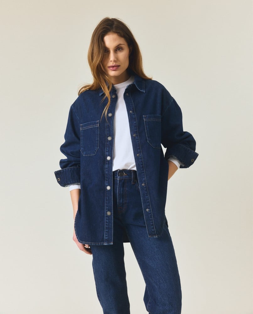 Oversized denim shirt, dark blue