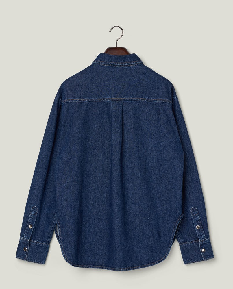 Oversized denim shirt, dark blue