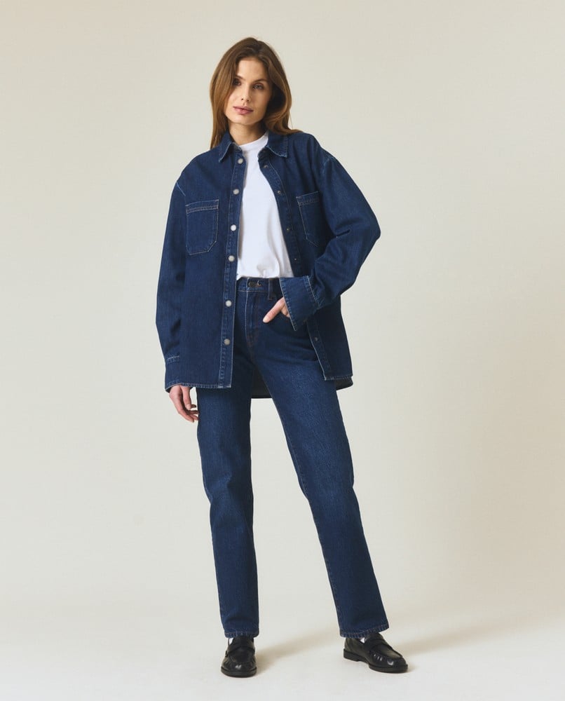 Oversized denim shirt, dark blue