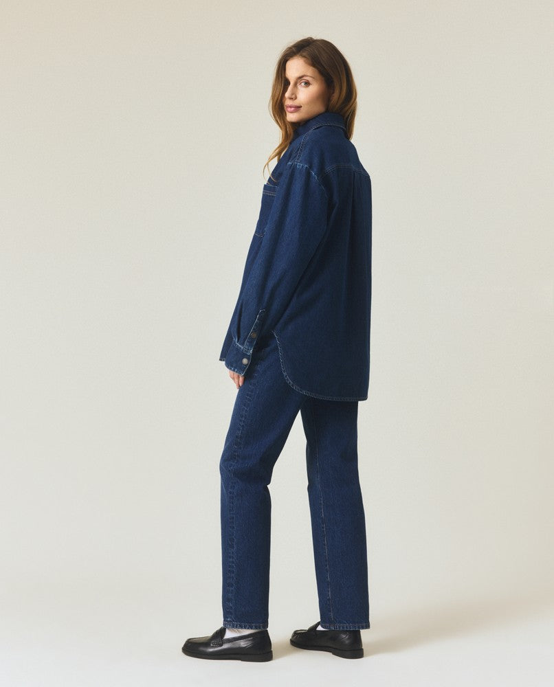 Oversized denim shirt, dark blue