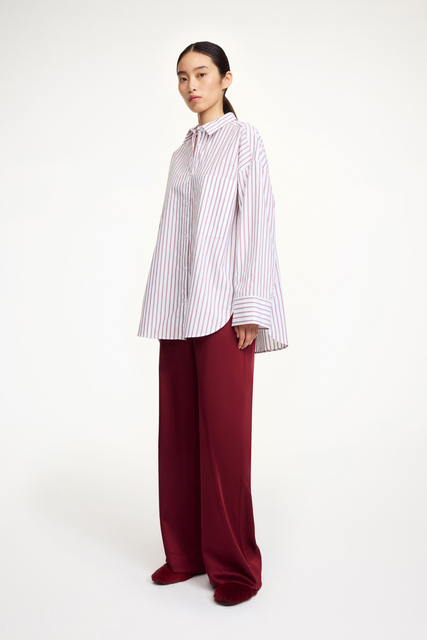 BY MALENE BIRGER DERRIS SHIRT CABERNET STRIPE