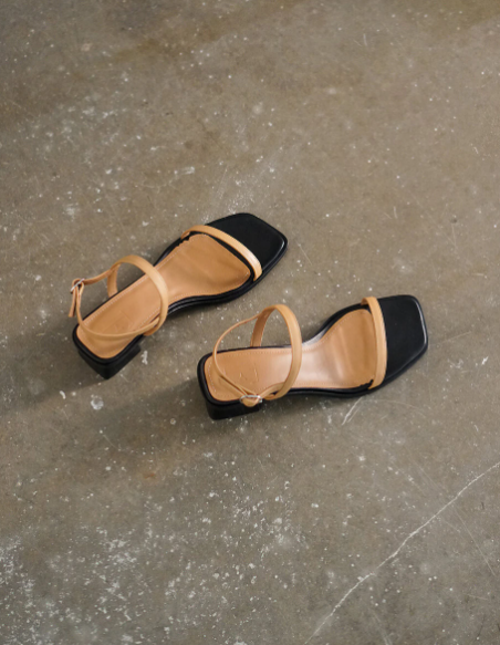 Flattered, Juno Leather Heels Caramel
