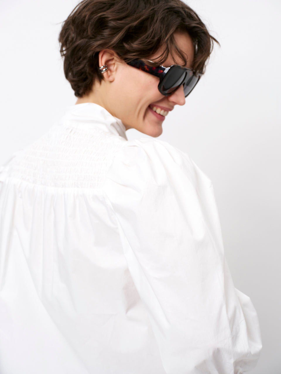 Smocked cotton blouse