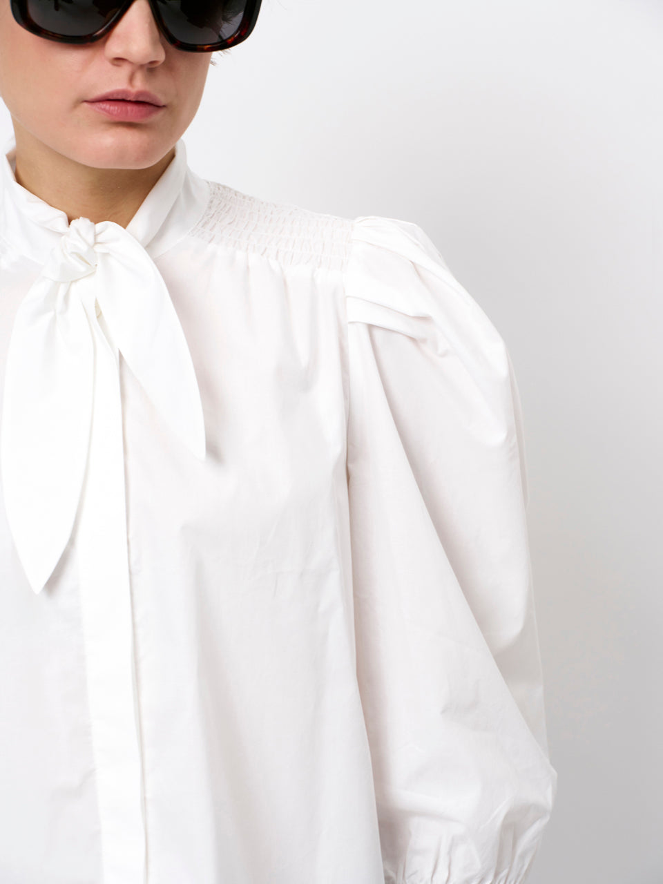 Smocked cotton blouse