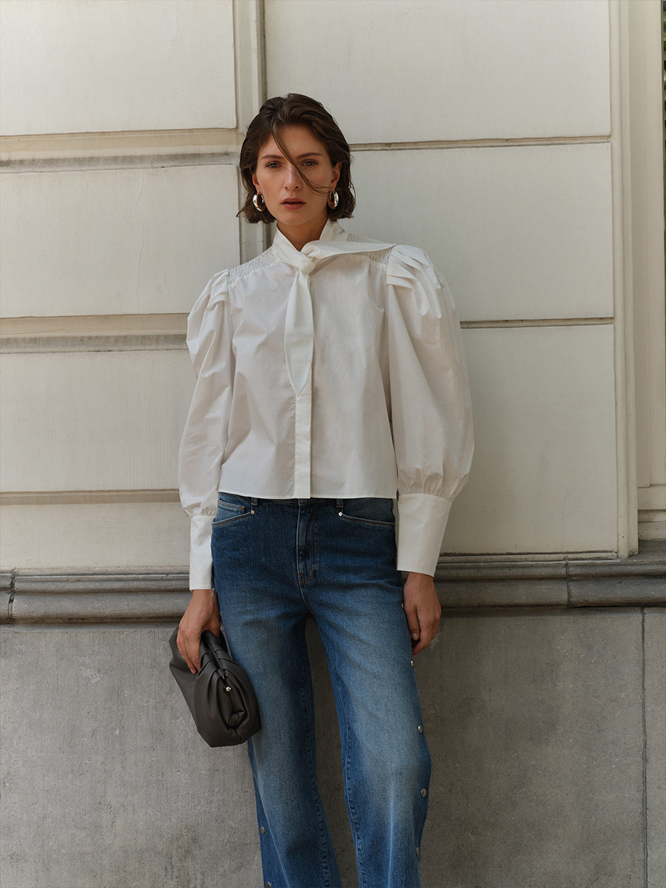 Smocked cotton blouse