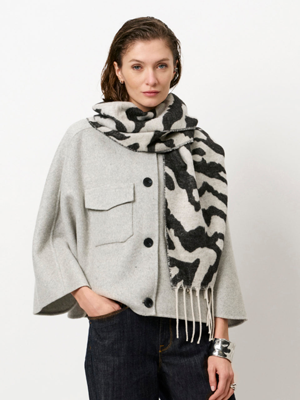 Wool cape jacket