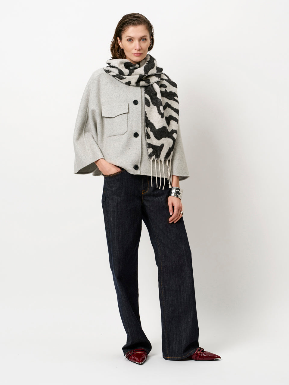 Wool cape jacket