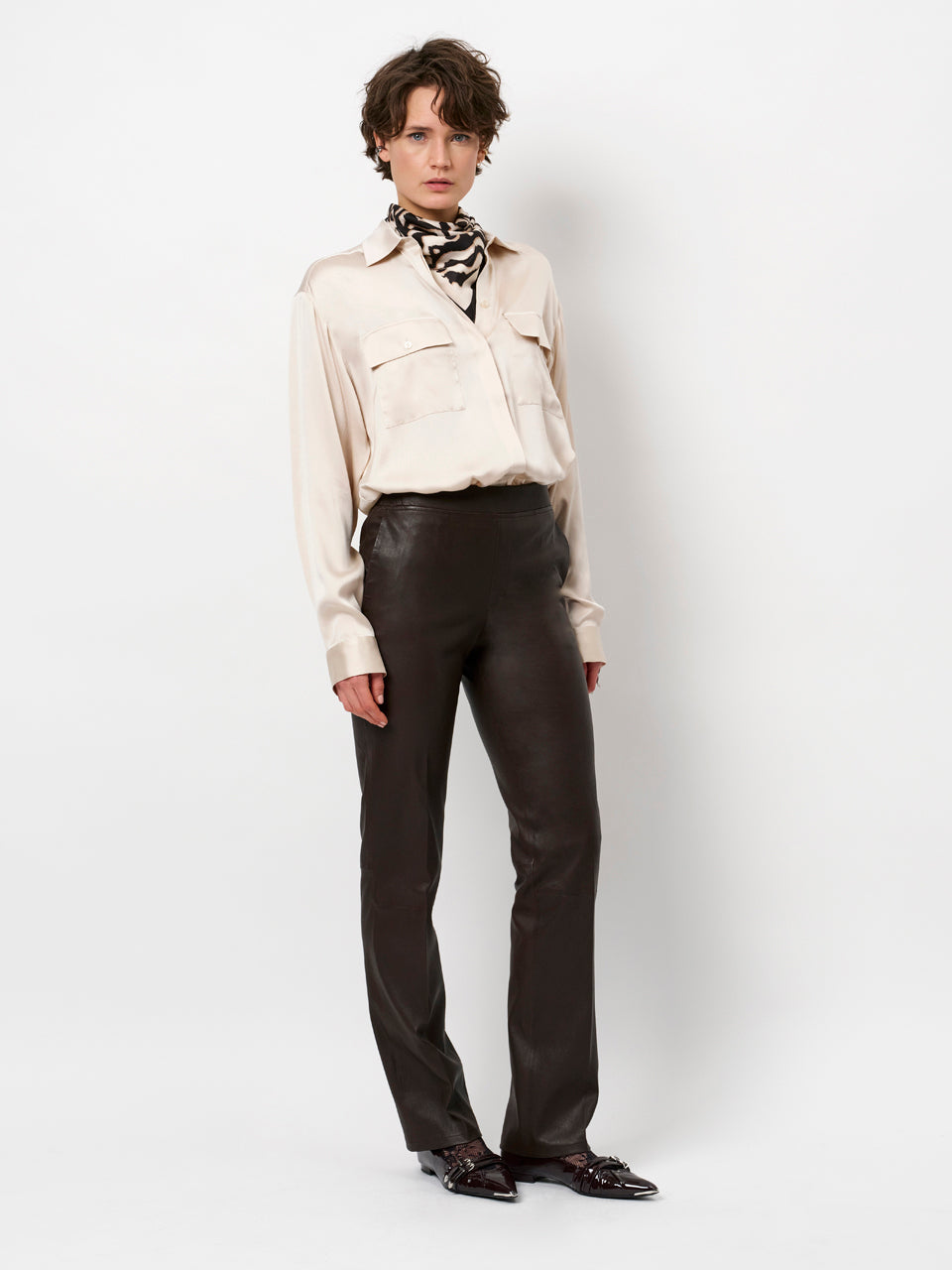 Stretch leather pants