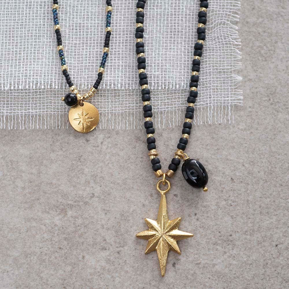 A Beautiful Story, Fantasy Gold Necklace Black Onyx