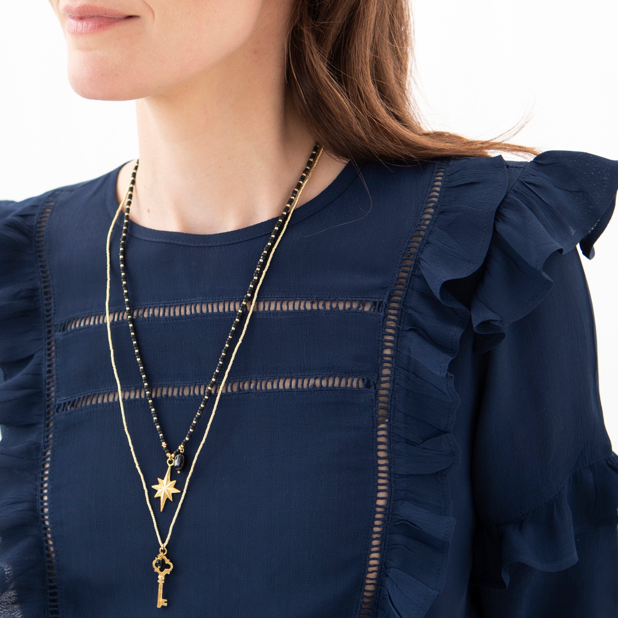 A Beautiful Story, Fantasy Gold Necklace Black Onyx