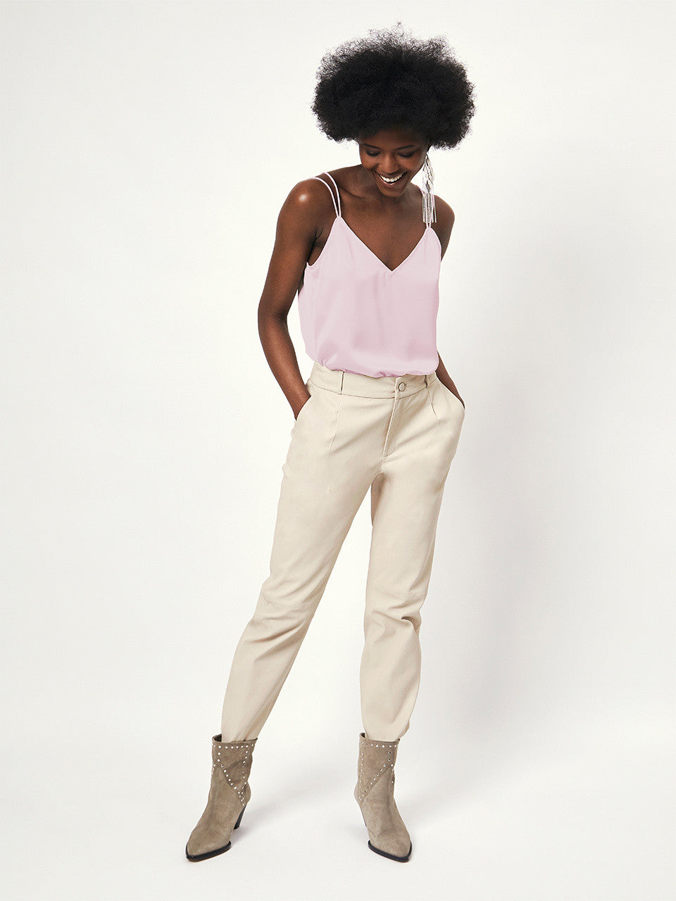 Dante6, Obu Satin Singlet Top - Rosewater