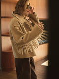 Fringe wool coat