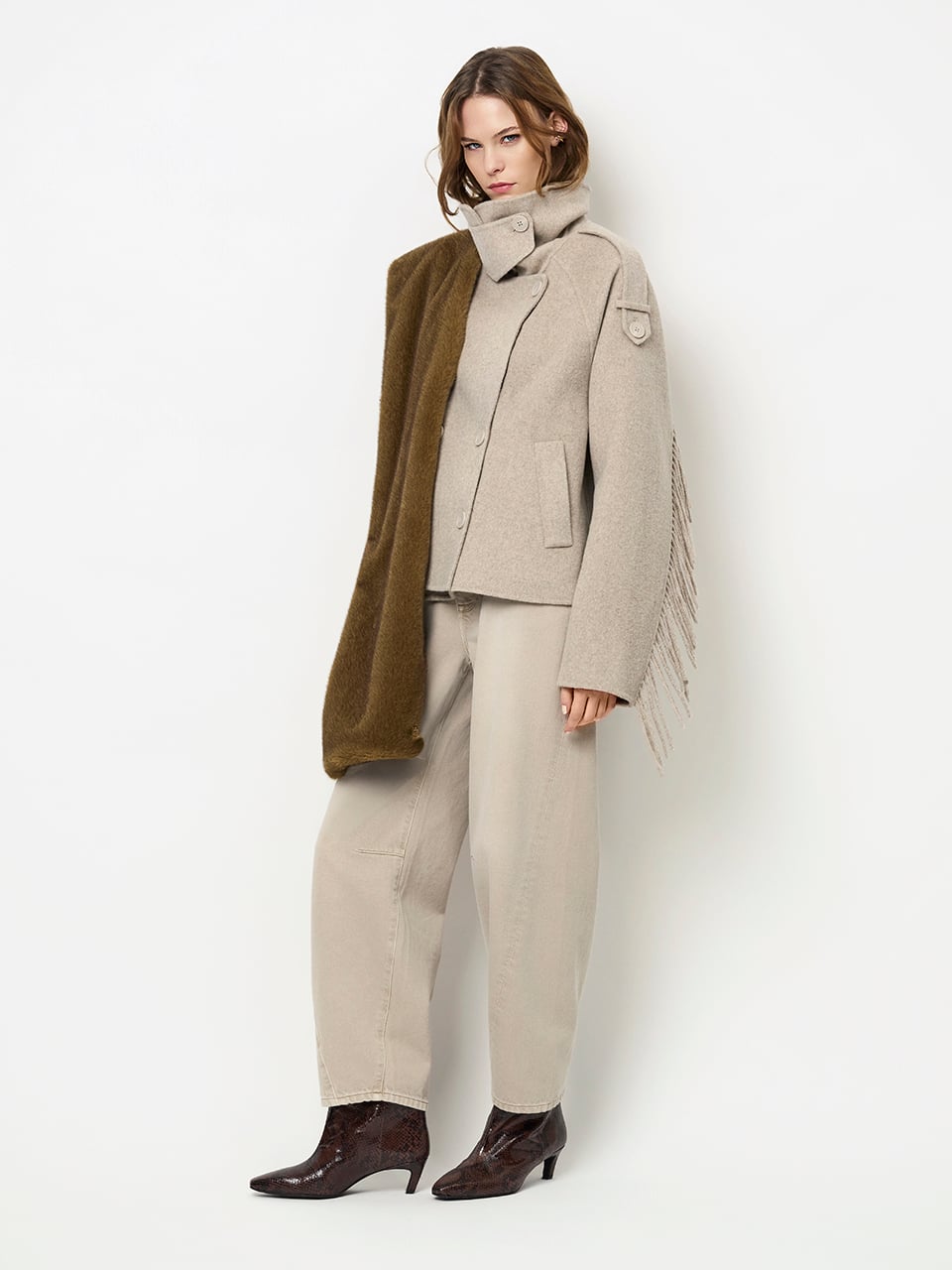 Fringe wool coat