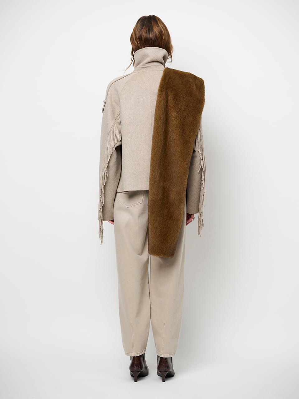 Fringe wool coat