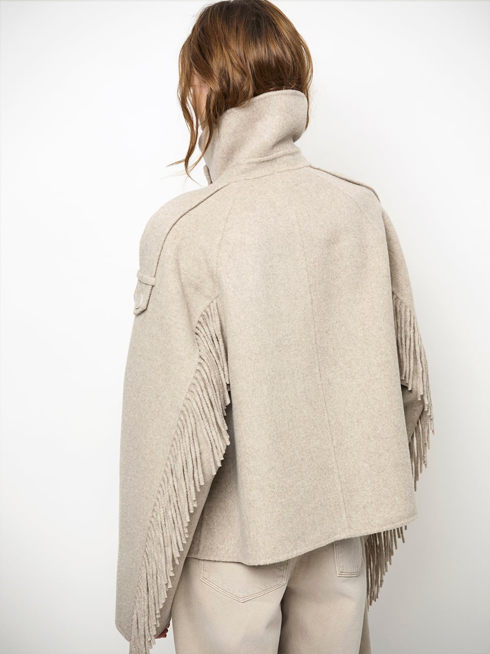 Fringe wool coat