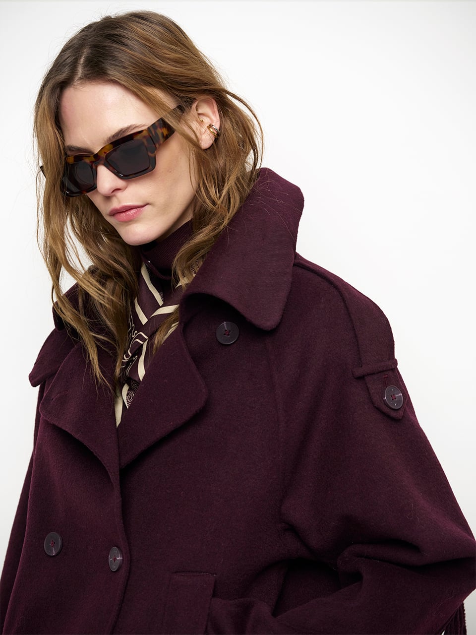 Fringe wool coat