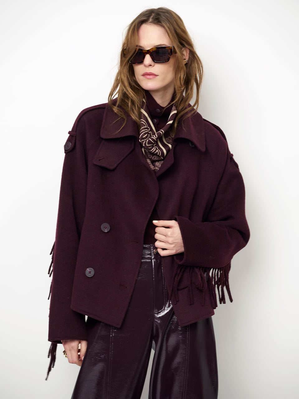 Fringe wool coat