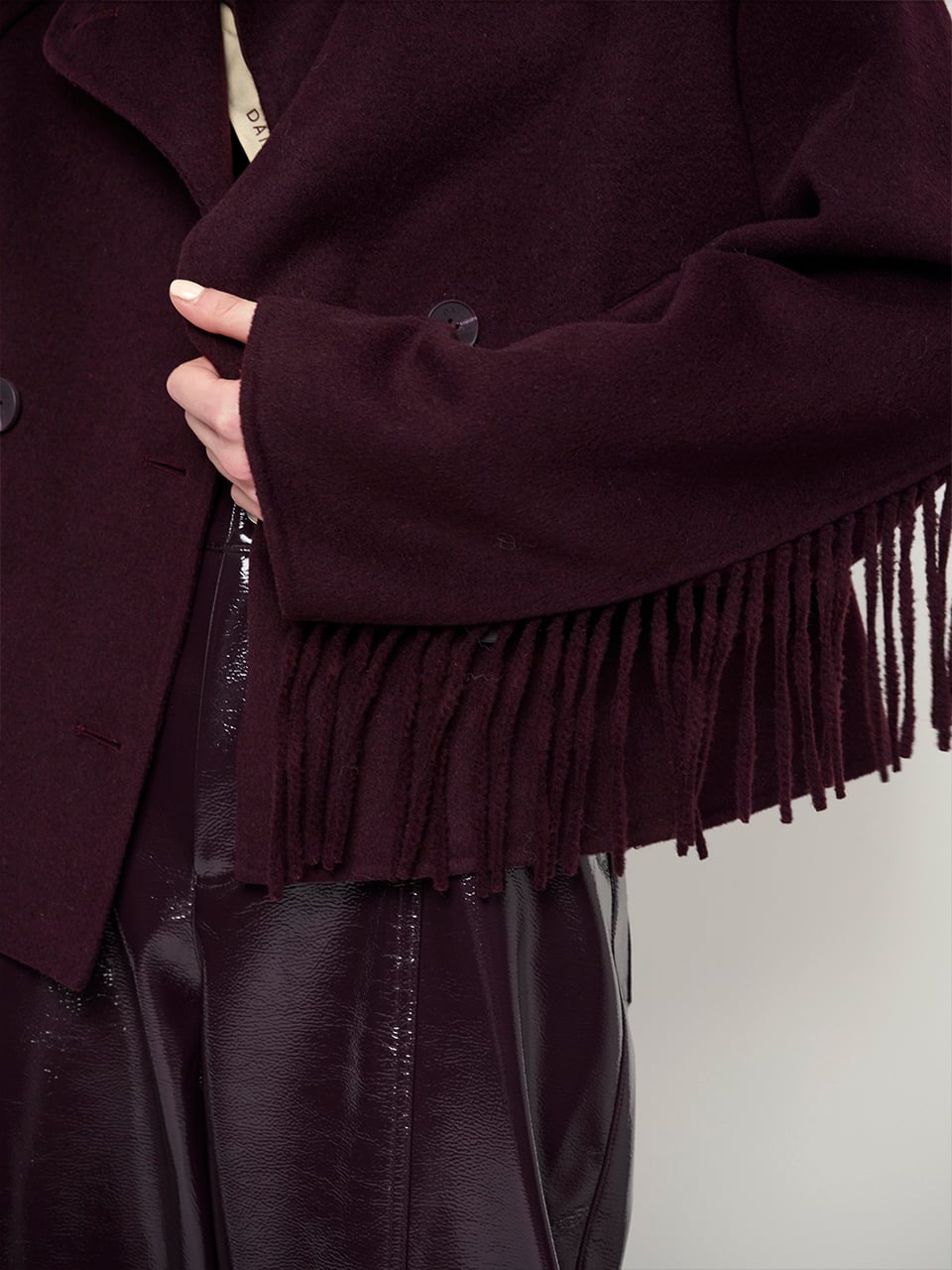 Fringe wool coat