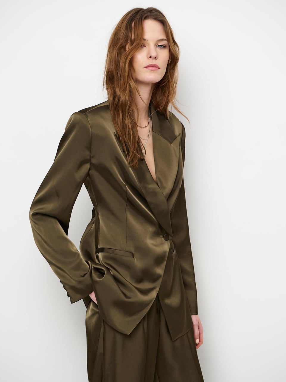 Tailored satin blazer